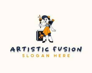 Female Painter Artist logo design