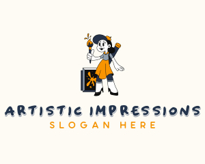 Female Painter Artist logo design