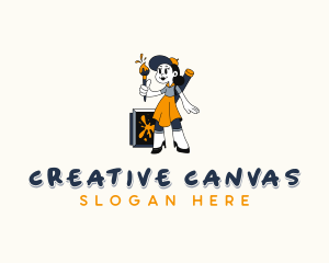 Female Painter Artist logo design