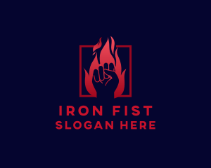 Fiery Punch Fist logo design