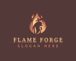 Flame BBQ Chicken logo design