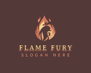 Flame BBQ Chicken logo design