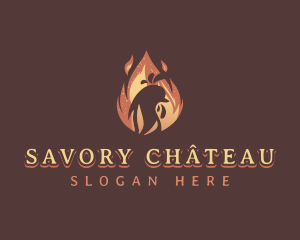 Flame BBQ Chicken logo design