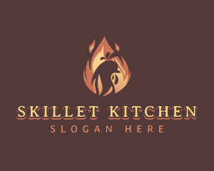 Flame BBQ Chicken logo design