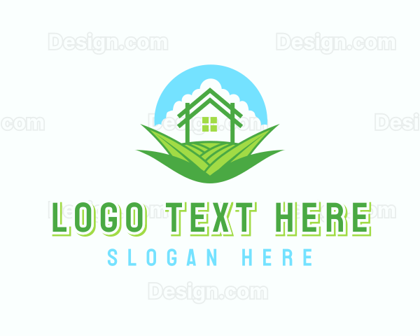 House Yard Grass Landscaping Logo