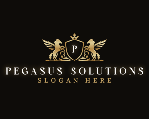 Pegasus Crown Shield logo design