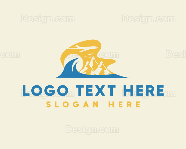 Tropical Summer Plane Travel Logo