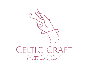 Pink Dressmaker Hand Craft  logo design