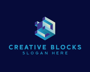 3D Cyber Digital Cube logo design