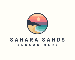 Beach Sunset Sand logo design