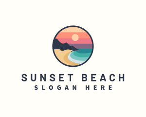 Beach Sunset Sand logo design