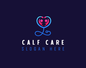 Stethoscope Heart Care logo design