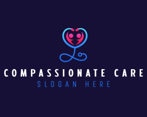 Stethoscope Heart Care logo design