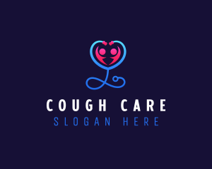 Stethoscope Heart Care logo design