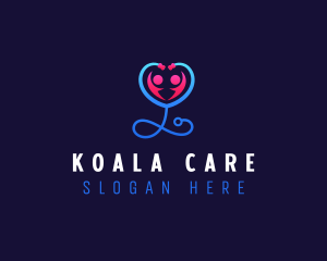 Stethoscope Heart Care logo design