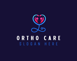 Stethoscope Heart Care logo design