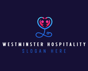 Stethoscope Heart Care logo design