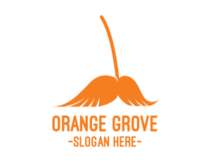 Orange Mustache Broom logo design