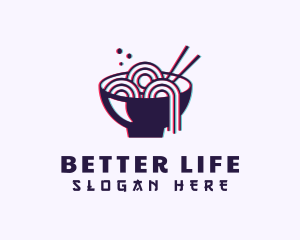 Asian Noodle Bowl Glitch logo design