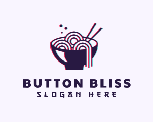 Asian Noodle Bowl Glitch logo design