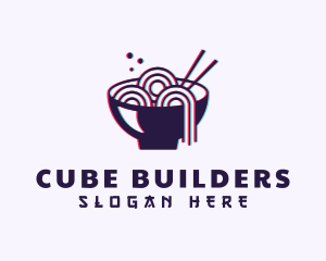 Asian Noodle Bowl Glitch logo design