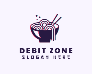 Asian Noodle Bowl Glitch logo design