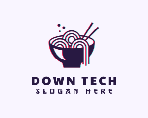 Asian Noodle Bowl Glitch logo design