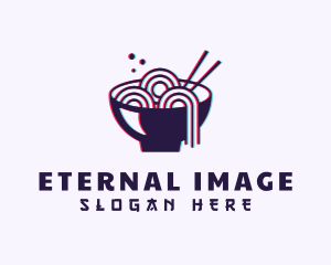 Asian Noodle Bowl Glitch logo design