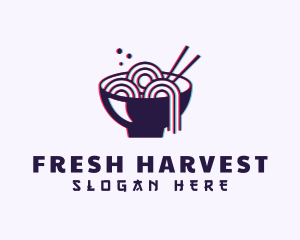 Asian Noodle Bowl Glitch logo design