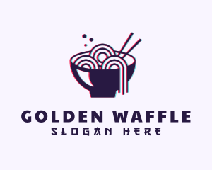 Asian Noodle Bowl Glitch logo design