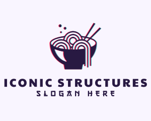 Asian Noodle Bowl Glitch logo design