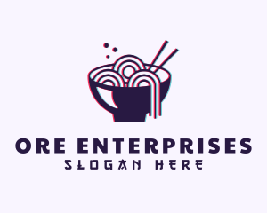 Asian Noodle Bowl Glitch logo design