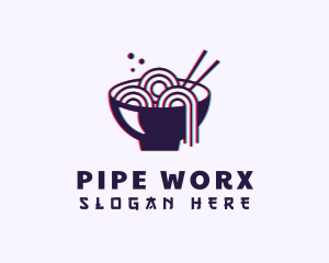 Asian Noodle Bowl Glitch logo design