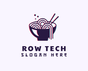 Asian Noodle Bowl Glitch logo design