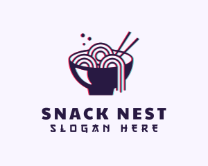 Asian Noodle Bowl Glitch logo design