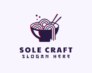 Asian Noodle Bowl Glitch logo design