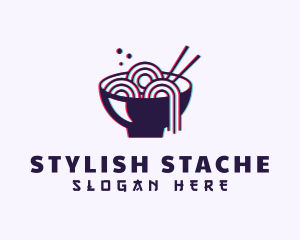 Asian Noodle Bowl Glitch logo design