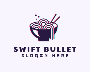 Asian Noodle Bowl Glitch logo design