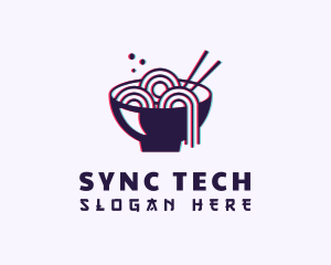 Asian Noodle Bowl Glitch logo design