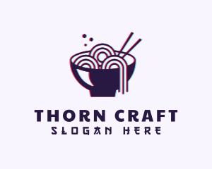 Asian Noodle Bowl Glitch logo design