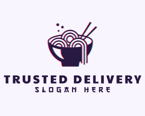 Asian Noodle Bowl Glitch logo design