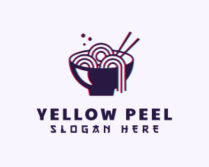 Asian Noodle Bowl Glitch logo design