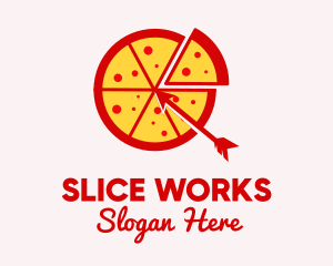 Arrow Pizza Slice logo design