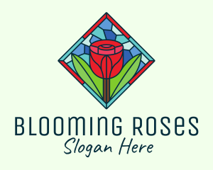 Romantic Rose Stained Glass logo design