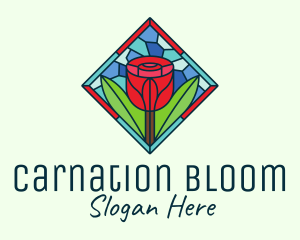 Romantic Rose Stained Glass logo design