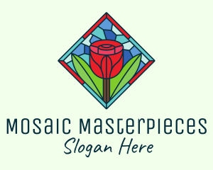 Romantic Rose Stained Glass logo design