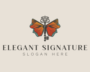 Elegant Butterfly Key logo design