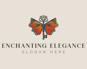 Elegant Butterfly Key logo design