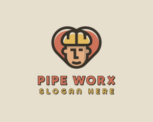 Construction Worker Heart logo design