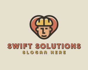 Construction Worker Heart logo design